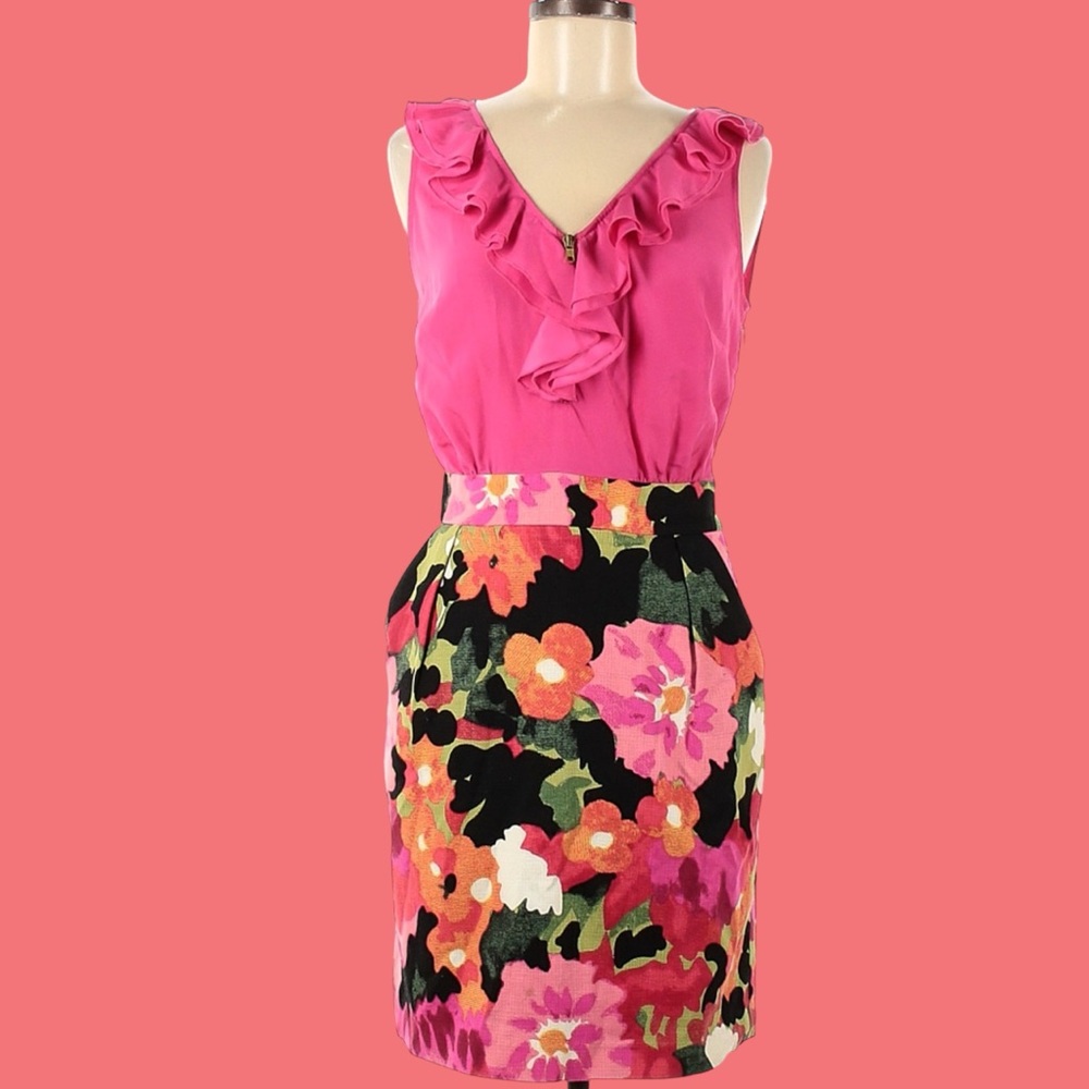 ANTHROPOLOGIE TABITHA Pink Ruffle Floral Dress